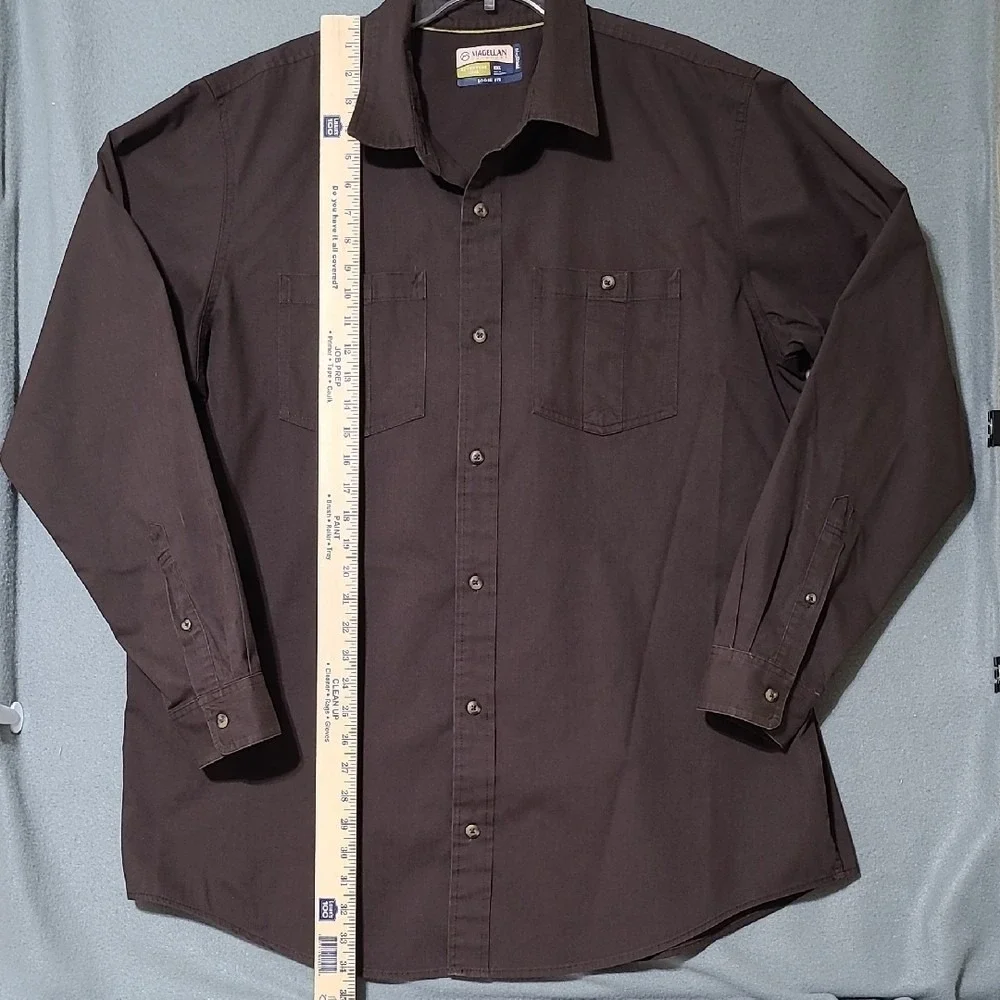 MAGELLAN Men's Dark Brown Long‎ Sleeve Button Up Shirt - Size 2XL
